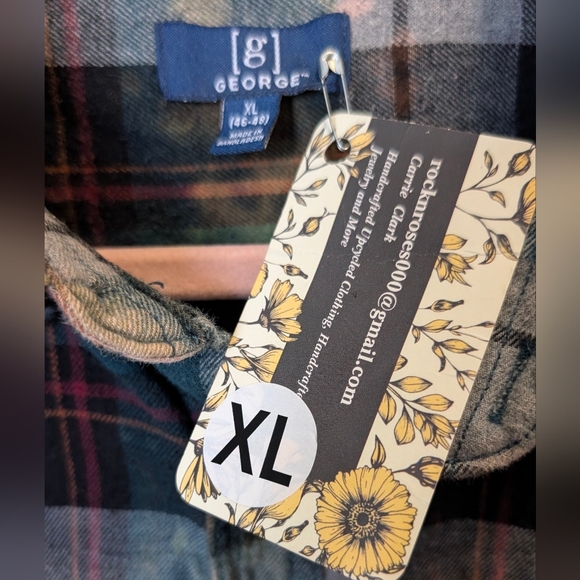 Boho Southwestern Cross Graphic Upcycled Flannel Shirt - Picture 9 of 15